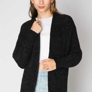 Chenille Open Knit Cardigan Sweater Warm NWT
